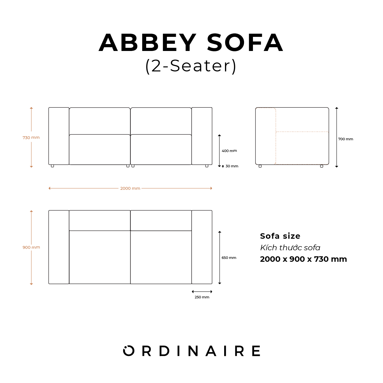 ABBEY SOFA (Medium - Large)