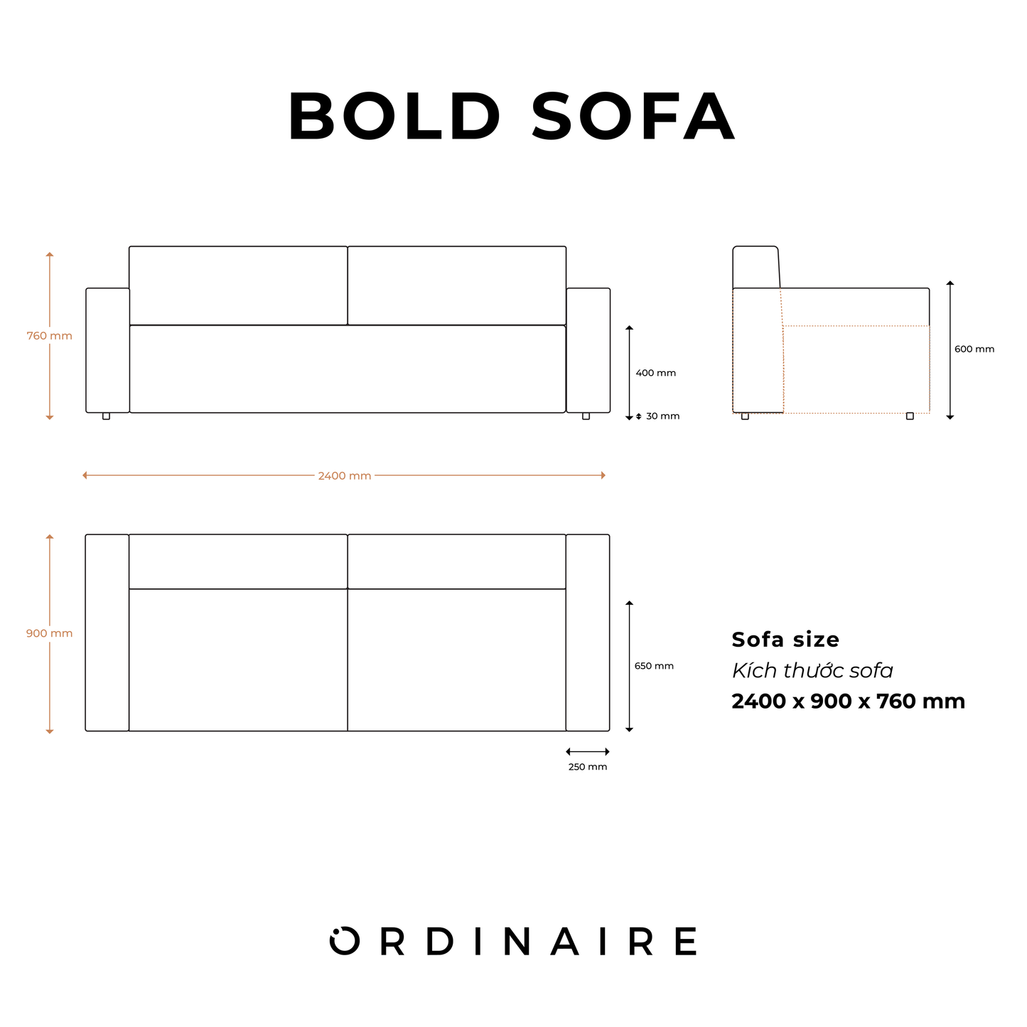 LEATHER BOLD SOFA (2-seater)